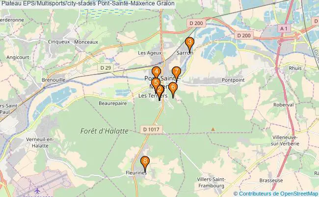 plan Plateau EPS/Multisports/city-stades Pont-Sainte-Maxence : 8 équipements