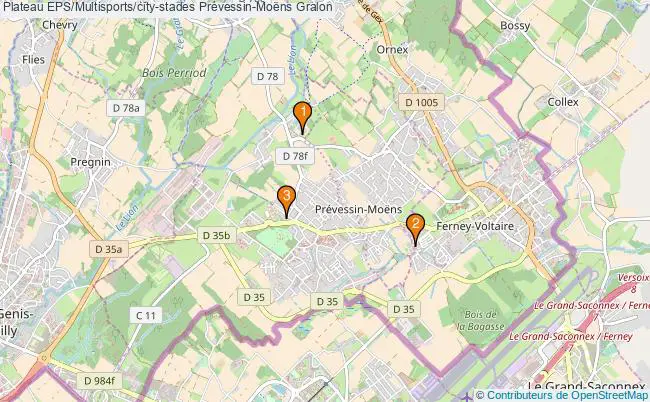 plan Plateau EPS/Multisports/city-stades Prévessin-Moëns : 3 équipements