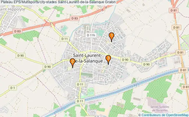 plan Plateau EPS/Multisports/city-stades Saint-Laurent-de-la-Salanque : 3 équipements