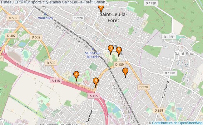 plan Plateau EPS/Multisports/city-stades Saint-Leu-la-Forêt : 6 équipements