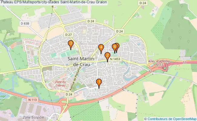 plan Plateau EPS/Multisports/city-stades Saint-Martin-de-Crau : 6 équipements