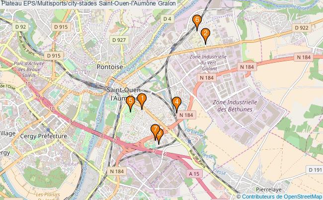 plan Plateau EPS/Multisports/city-stades Saint-Ouen-l'Aumône : 7 équipements