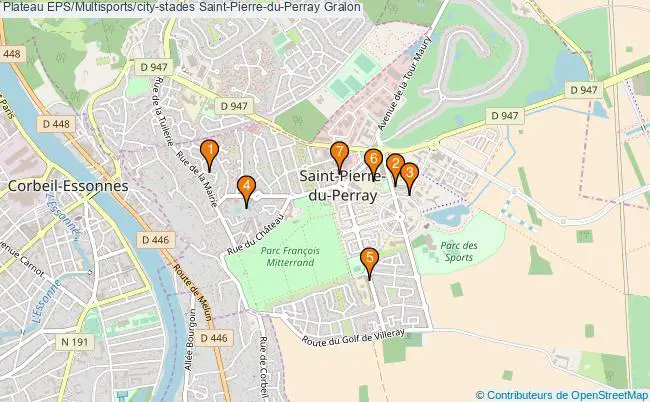 plan Plateau EPS/Multisports/city-stades Saint-Pierre-du-Perray : 7 équipements