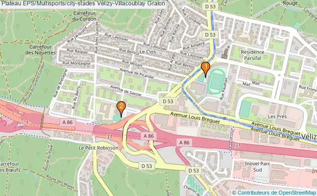 plan Plateau EPS/Multisports/city-stades Vélizy-Villacoublay : 2 équipements