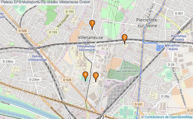 plan Plateau EPS/Multisports/city-stades Villetaneuse : 4 équipements