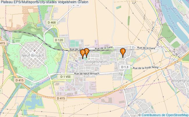 plan Plateau EPS/Multisports/city-stades Volgelsheim : 3 équipements