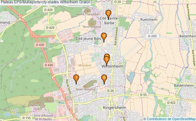 plan Plateau EPS/Multisports/city-stades Wittenheim : 6 équipements