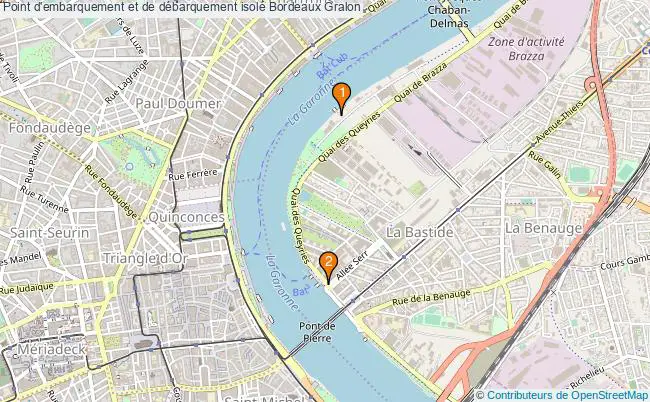 plan Point d'embarquement et de débarquement isolé Bordeaux : 2 équipements