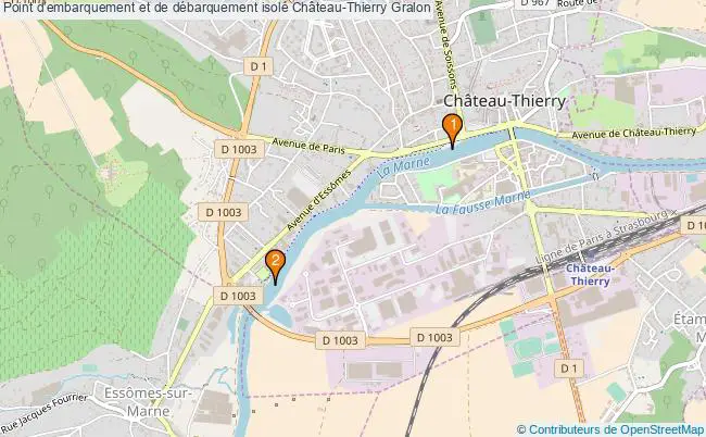 plan Point d'embarquement et de débarquement isolé Château-Thierry : 2 équipements