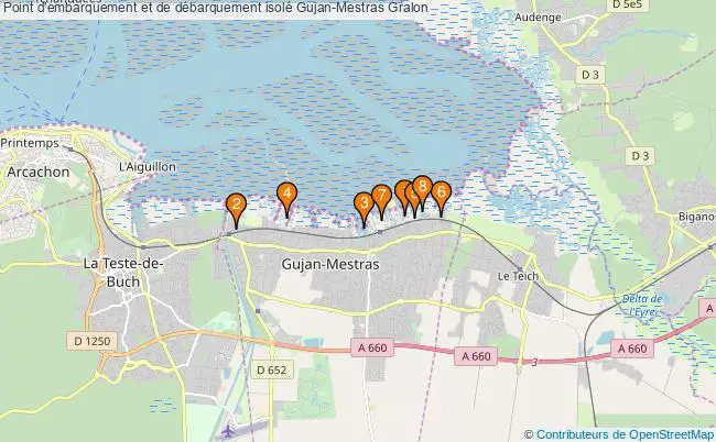 plan Point d'embarquement et de débarquement isolé Gujan-Mestras : 8 équipements