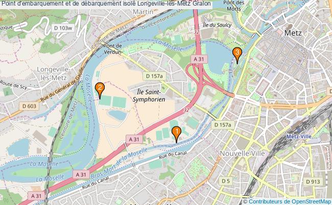 plan Point d'embarquement et de débarquement isolé Longeville-lès-Metz : 3 équipements