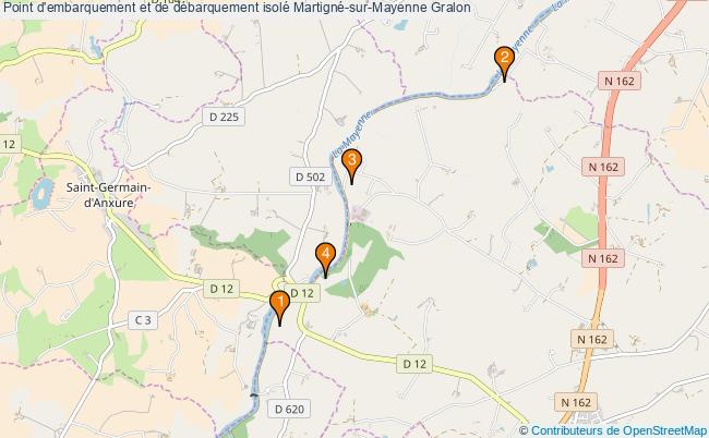 plan Point d'embarquement et de débarquement isolé Martigné-sur-Mayenne : 4 équipements