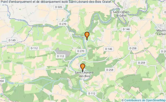 plan Point d'embarquement et de débarquement isolé Saint-Léonard-des-Bois : 3 équipements