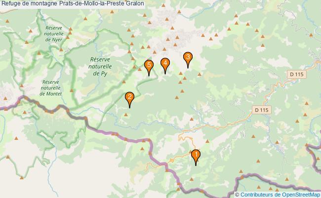 plan Refuge de montagne Prats-de-Mollo-la-Preste : 5 équipements