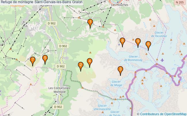 plan Refuge de montagne Saint-Gervais-les-Bains : 9 équipements