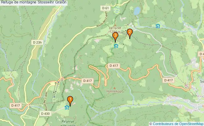 plan Refuge de montagne Stosswihr : 3 équipements