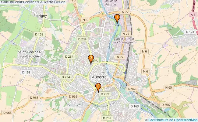 plan Salle de cours collectifs Auxerre : 3 équipements