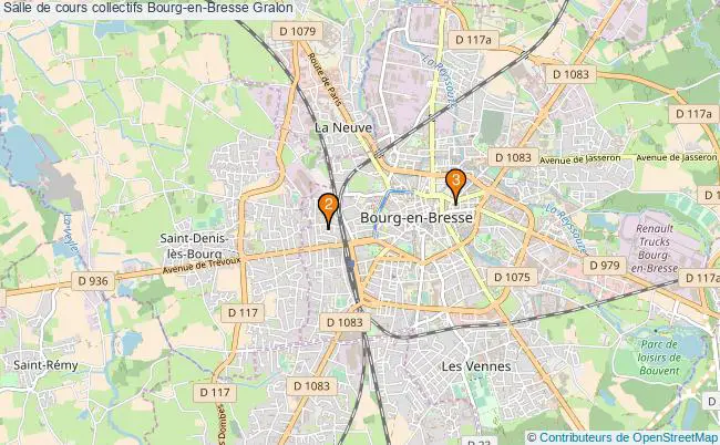plan Salle de cours collectifs Bourg-en-Bresse : 3 équipements