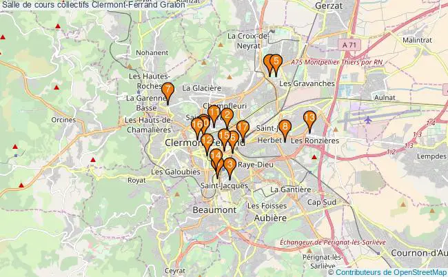 plan Salle de cours collectifs Clermont-Ferrand : 17 équipements