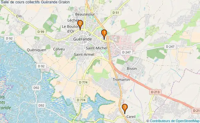 plan Salle de cours collectifs Guérande : 3 équipements