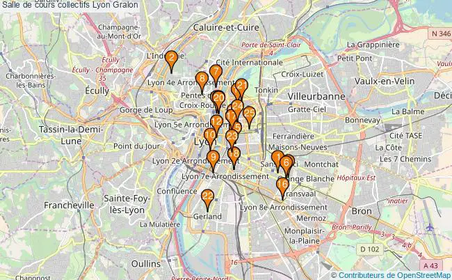 plan Salle de cours collectifs Lyon : 24 équipements