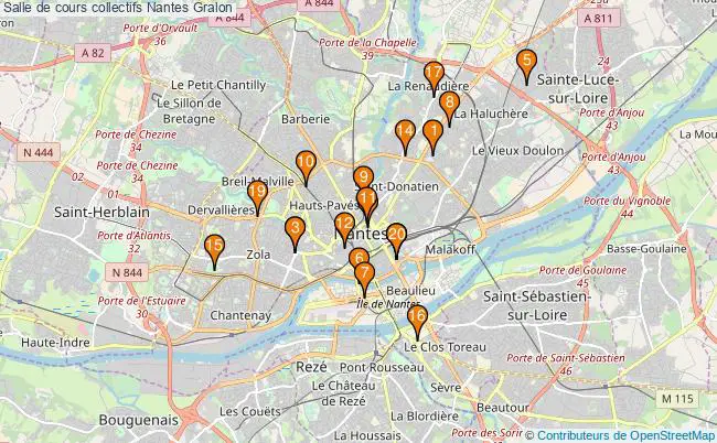 plan Salle de cours collectifs Nantes : 20 équipements