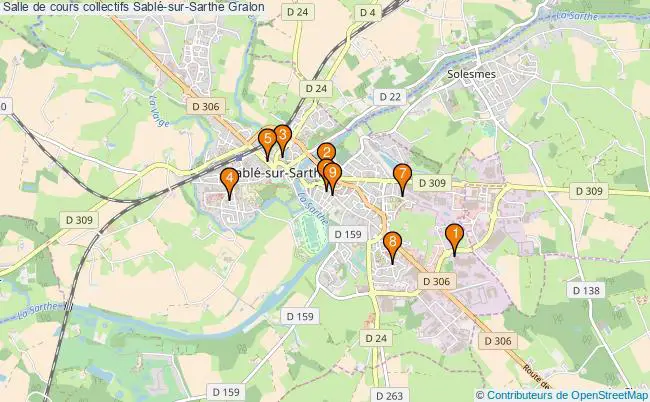 plan Salle de cours collectifs Sablé-sur-Sarthe : 9 équipements