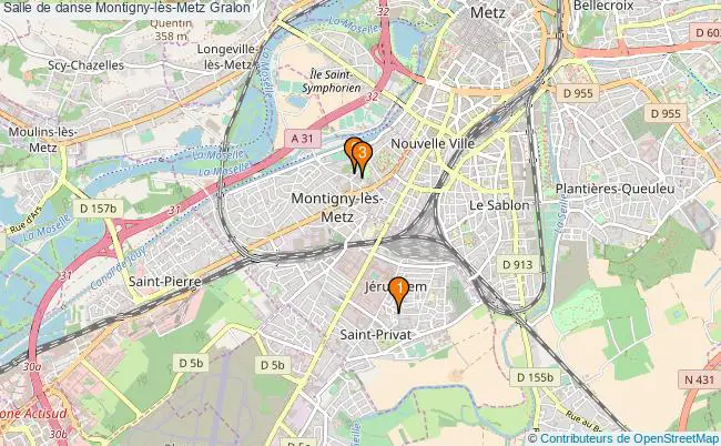 plan Salle de danse Montigny-lès-Metz : 3 équipements