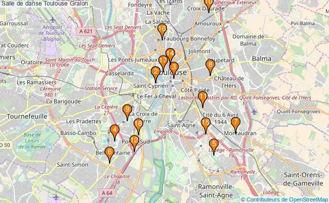 plan Salle de danse Toulouse : 18 équipements