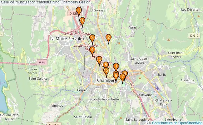 plan Salle de musculation/cardiotraining Chambéry : 13 équipements