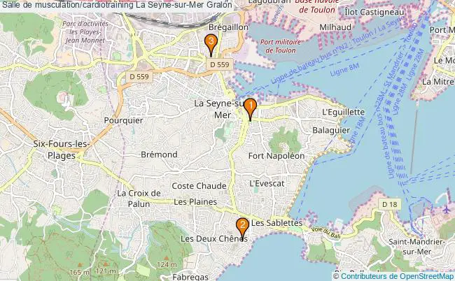 plan Salle de musculation/cardiotraining La Seyne-sur-Mer : 3 équipements