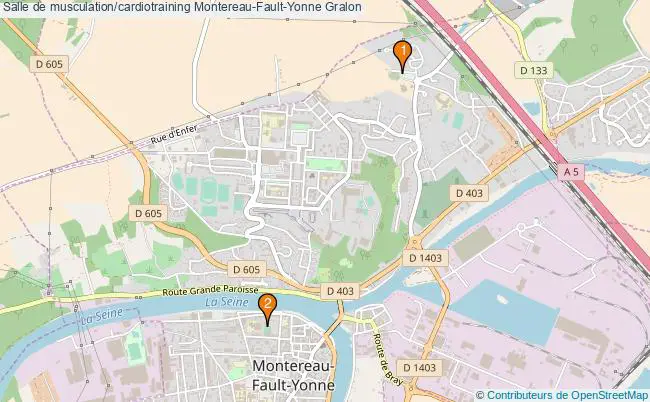 plan Salle de musculation/cardiotraining Montereau-Fault-Yonne : 2 équipements