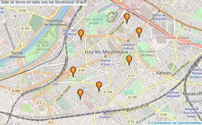 plan Salle de tennis de table Issy-les-Moulineaux : 7 équipements