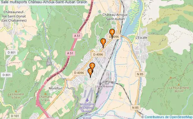 plan Salle multisports Château-Arnoux-Saint-Auban : 4 équipements