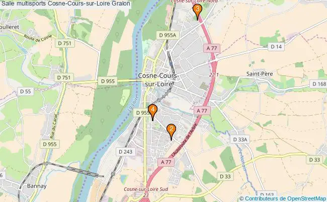 plan Salle multisports Cosne-Cours-sur-Loire : 4 équipements