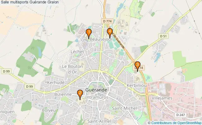 plan Salle multisports Guérande : 4 équipements