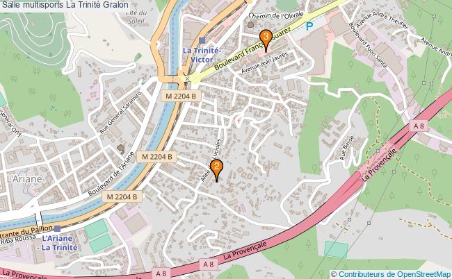 plan Salle multisports La Trinité : 3 équipements