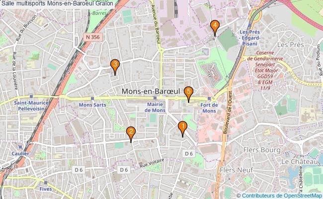 plan Salle multisports Mons-en-Baroeul : 5 équipements
