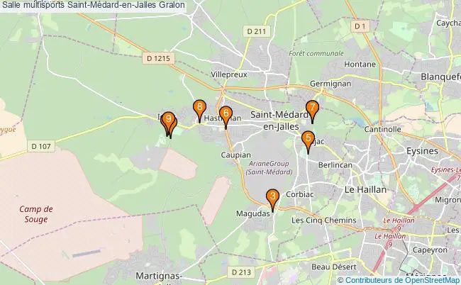 plan Salle multisports Saint-Médard-en-Jalles : 9 équipements