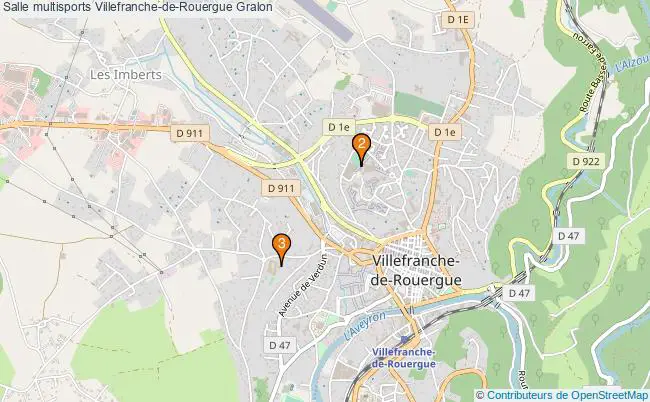 plan Salle multisports Villefranche-de-Rouergue : 3 équipements