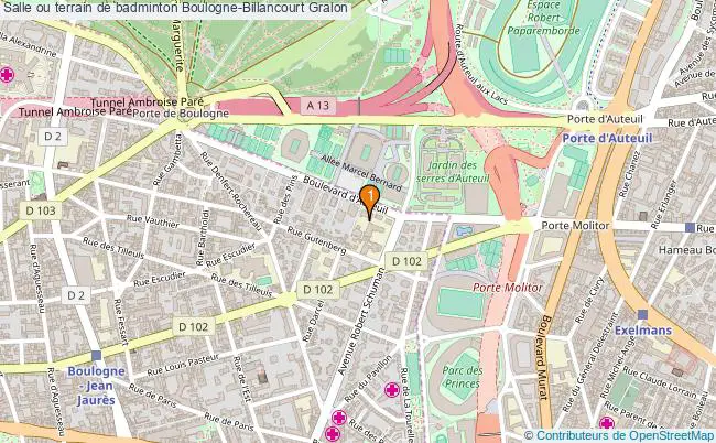 plan Salle ou terrain de badminton Boulogne-Billancourt : 1 équipements
