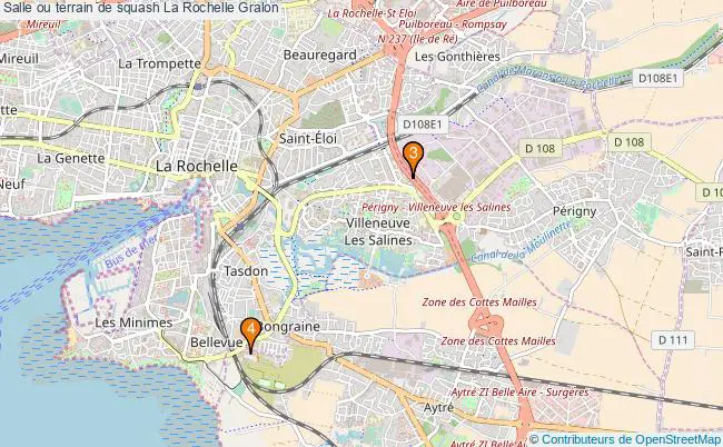 plan Salle ou terrain de squash La Rochelle : 4 équipements