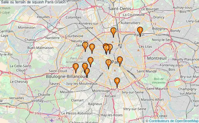 plan Salle ou terrain de squash Paris : 14 équipements