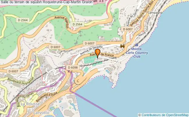 plan Salle ou terrain de squash Roquebrune-Cap-Martin : 1 équipements