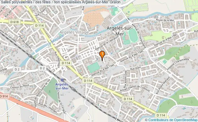 plan Salles polyvalentes / des fêtes / non spécialisées Argelès-sur-Mer : 1 équipements