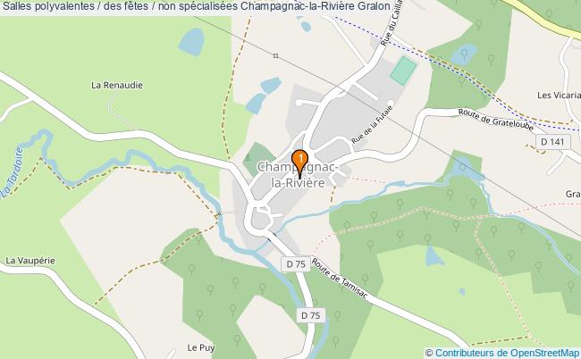 plan Salles polyvalentes / des fêtes / non spécialisées Champagnac-la-Rivière : 1 équipements