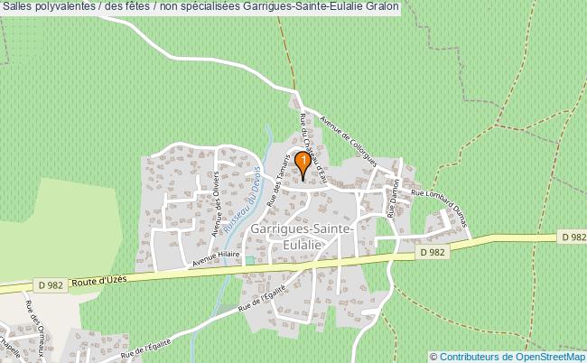 plan Salles polyvalentes / des fêtes / non spécialisées Garrigues-Sainte-Eulalie : 1 équipements