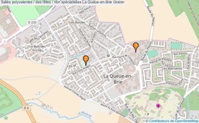 plan Salles polyvalentes / des fêtes / non spécialisées La Queue-en-Brie : 3 équipements