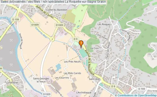 plan Salles polyvalentes / des fêtes / non spécialisées La Roquette-sur-Siagne : 1 équipements