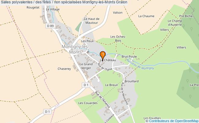 plan Salles polyvalentes / des fêtes / non spécialisées Montigny-les-Monts : 1 équipements